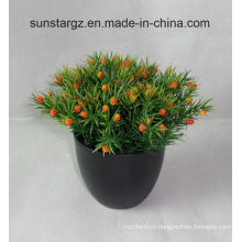 PE Hedyotis Herb W/Fruit Artificial Plant in Black Pot for Home Decoration (50129)